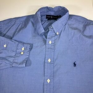 Polo Ralph Lauren Yarmouth 17.5 Blue Pinpoint Oxford Button Down Shirt Flaws